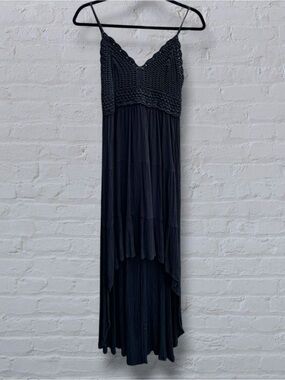 NWOT Streetwear Society Crochet Lace High Low Rayon Maxi Dress Black Size M